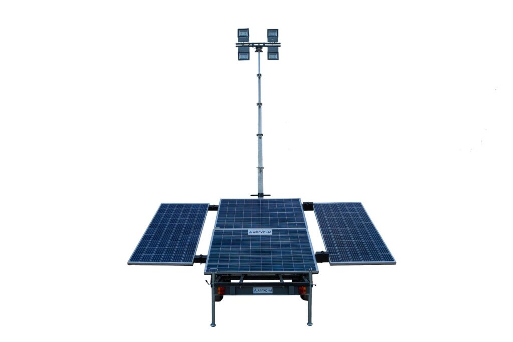 Мобильная автономная мачта освещения «Cолярис» на солнечных панелях